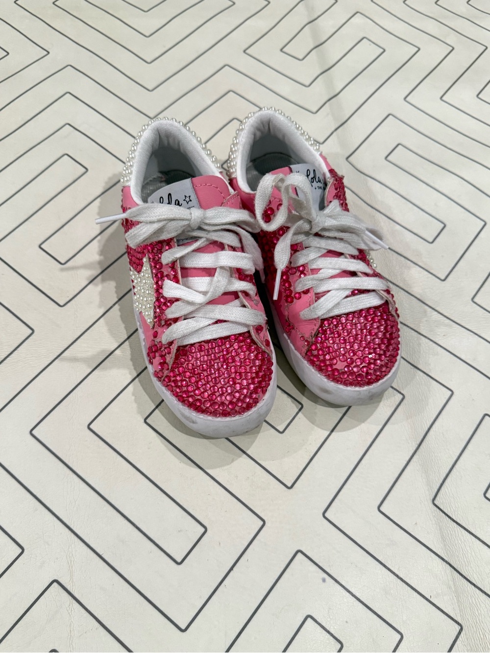 Lola & The Boys Pink Jeweled Sneakers